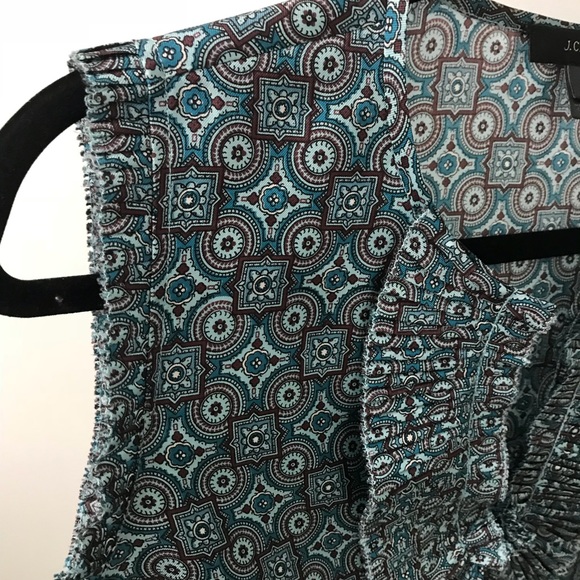 JCrew Silk Sleeveless Blouse Top blue geometric 8 - Picture 2 of 4